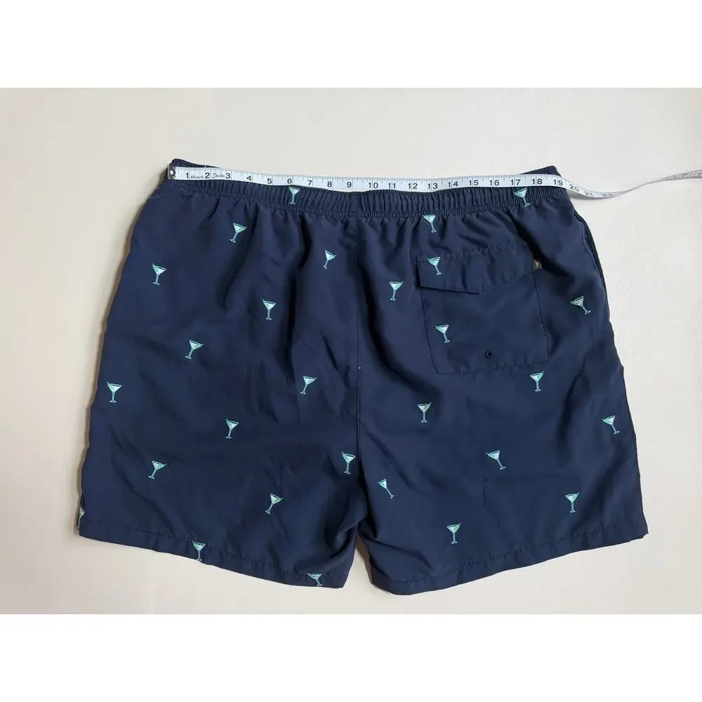 Tommy Bahama Men's Navy Blue Cocktail Print Swim Trunks Shorts Plus Size XXL